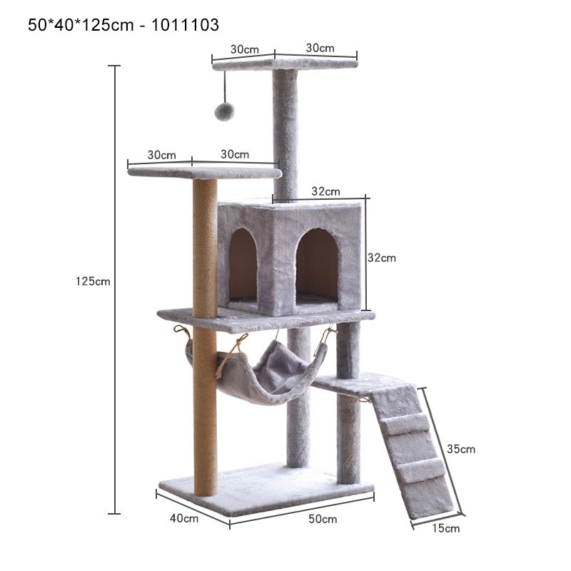 Plush Cat Tree Supplier - Hot Sale Custom New Design Luxury Plush Wooden House Scratching Post