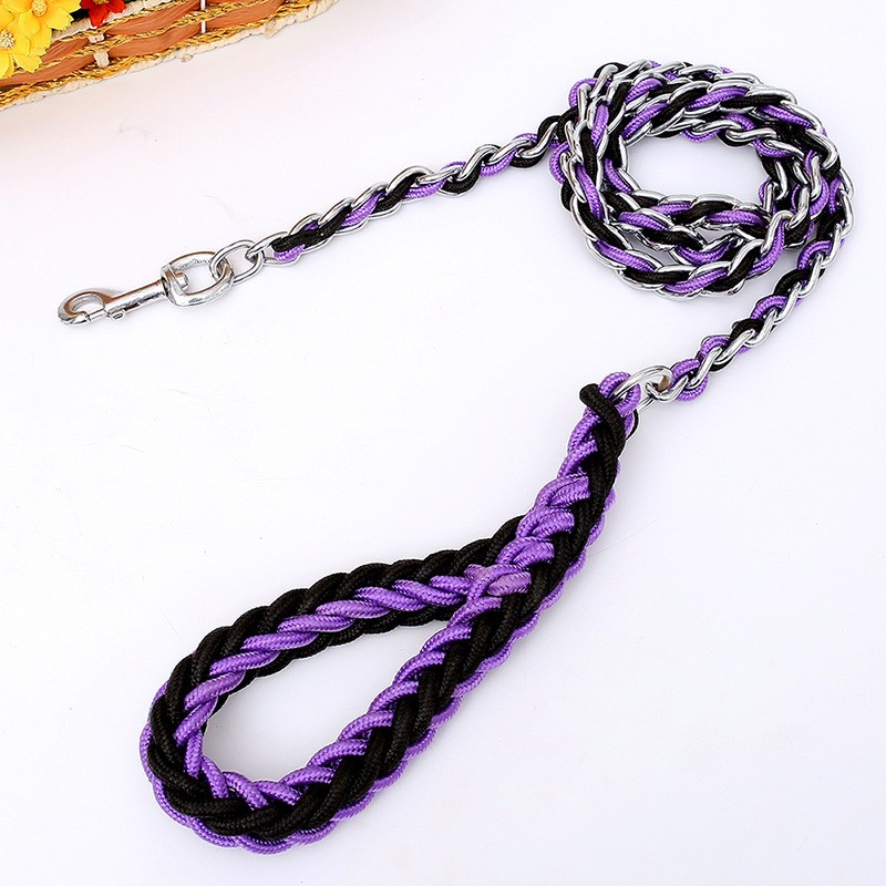 Anti-Bite Collar Supplier - Factory Supplier Nylon Anti-Bite Dog Collar Leash Set Handmade Chain