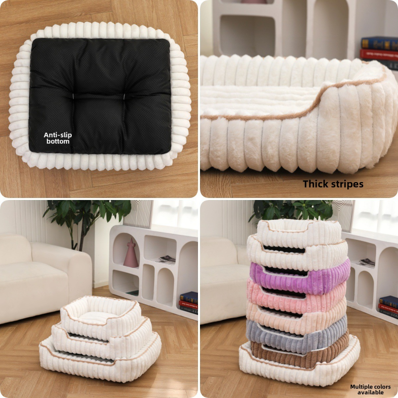 Pet Bed Manufacturer - New Thickened Straight Square Nest Pet Bed Soft Comfortable Rabbit Fur