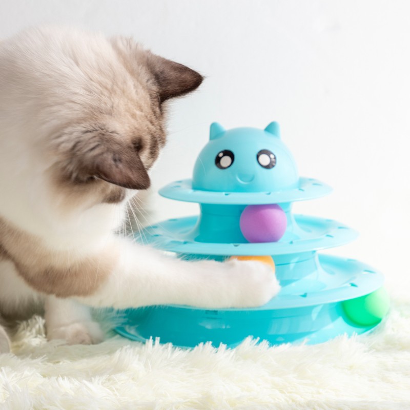 Cat Toy Tower Factory - Popular Interactive Motorised Turntable Circle Track Disk Moving Balls