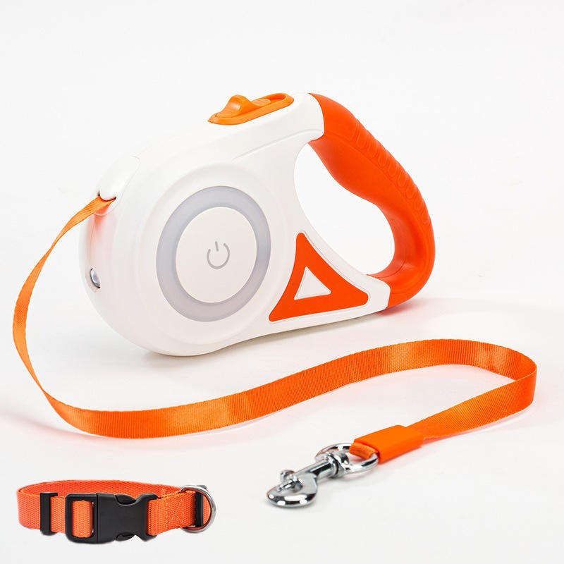 Retractable Dog Leash Manufacturer - Custom Logo Retractable Nylon Leash with LED Flash Light