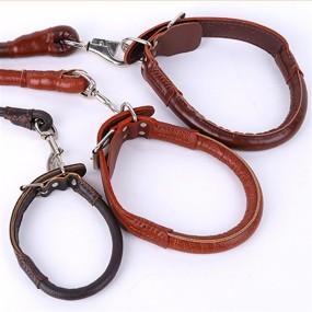 Leather Collar Set Factory - Solid Pattern Wholesale Dog Collar and Leash Suit PU Leather Rope