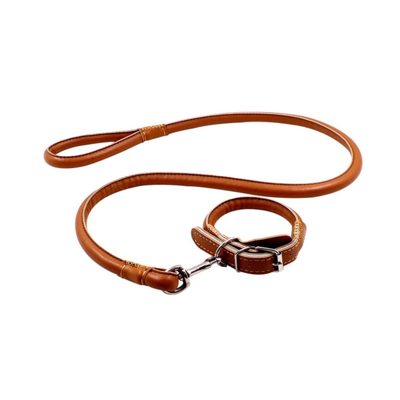 Leather Collar Set Factory - Solid Pattern Wholesale Dog Collar and Leash Suit PU Leather Rope