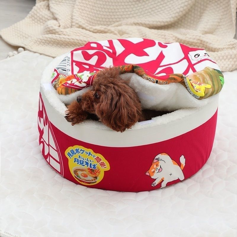 Instant Noodle Cat Bed Supplier - Trendy Blue Instant Noodle Cat Bed Small Size Enclosed Pet Bed