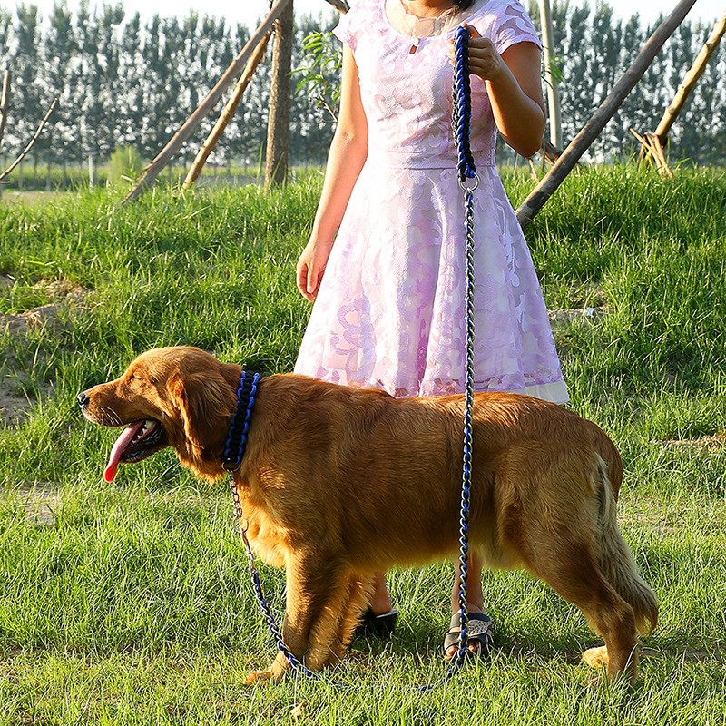 Anti-Bite Collar Supplier - Factory Supplier Nylon Anti-Bite Dog Collar Leash Set Handmade Chain