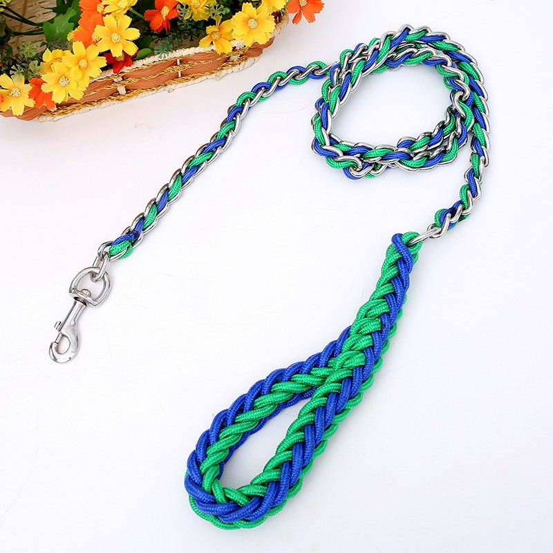 Anti-Bite Collar Supplier - Factory Supplier Nylon Anti-Bite Dog Collar Leash Set Handmade Chain