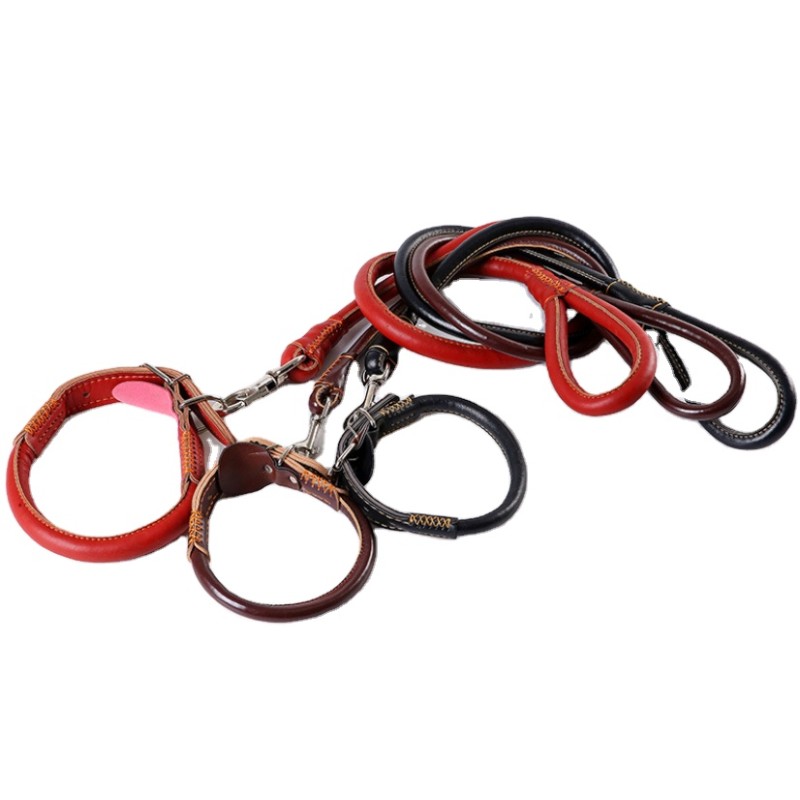 Leather Collar Set Factory - Solid Pattern Wholesale Dog Collar and Leash Suit PU Leather Rope