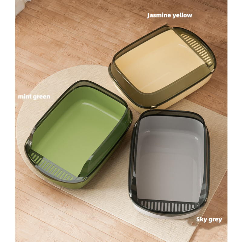 Plastic Litter Box Factory - Extra Large Semi-Enclosed High Fence Thickened Plastic Cat Toilet