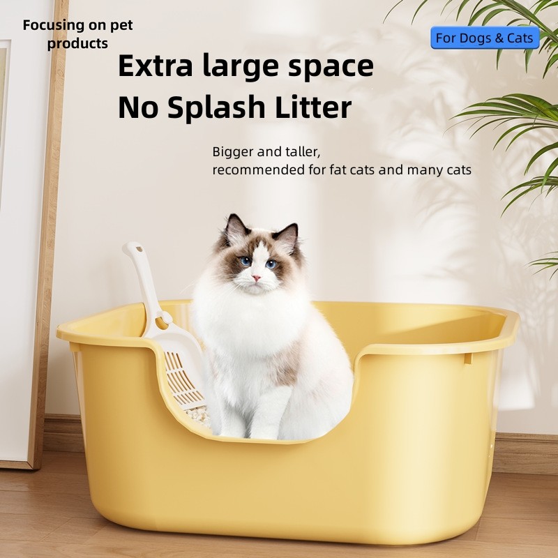 Litter Box Supplier - New Arrival Large Space Plastic Detachable Semi Closed Box with Shovel