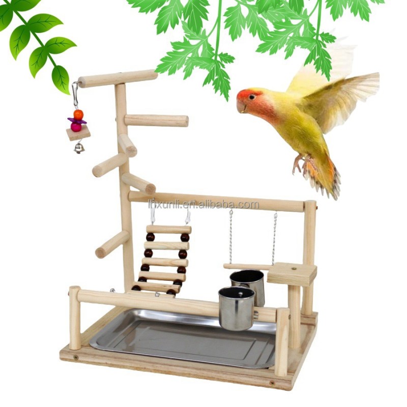 Parrot Interactive Stand Factory - Solid Wood Swing