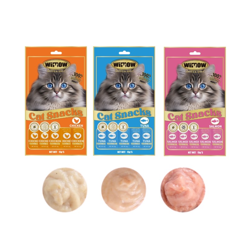 Cat Wet Food Supplier - Customized 15g Natural Chicken Tuna Salmon Flavors Cat Pet Treats