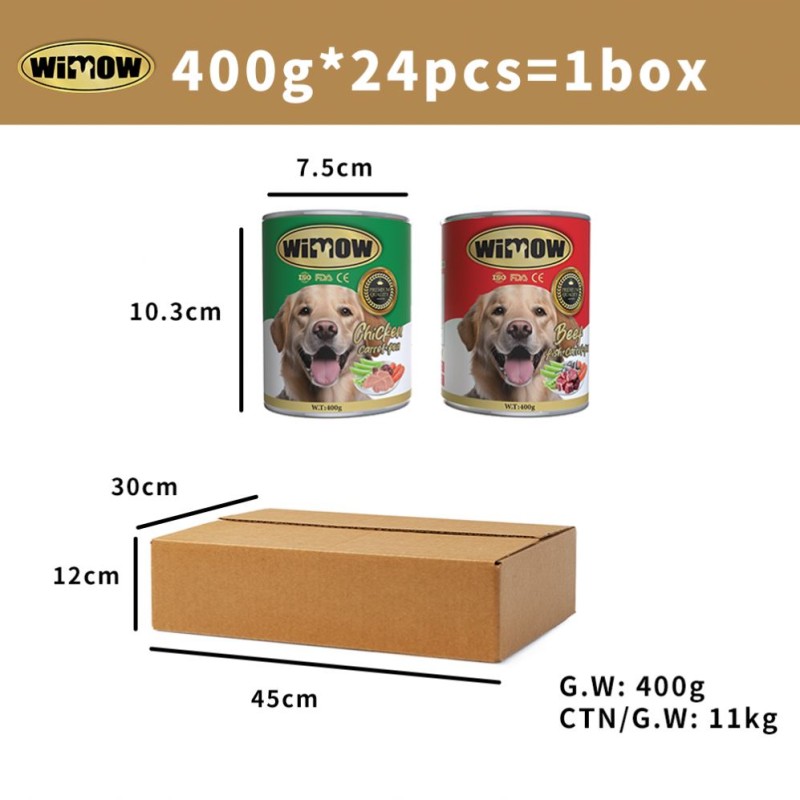 Dog Canned Food Supplier - 400g Wimow High Protein Original Natural Chicken Chunk Wet Canned Food