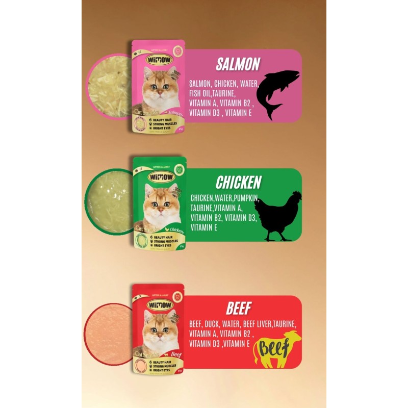 Cat Creamy Treats Factory - Wimow 85g Kitten Adult Creamy Treats Pouch Bag Chicken/Beef/Salmon