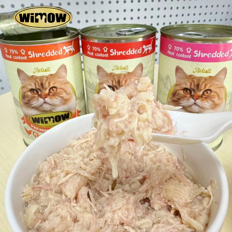 Cat Can Food Supplier - Pet Food OEM Cat Can Food Chicken Shredded Meat Wet Treats 400g Canned