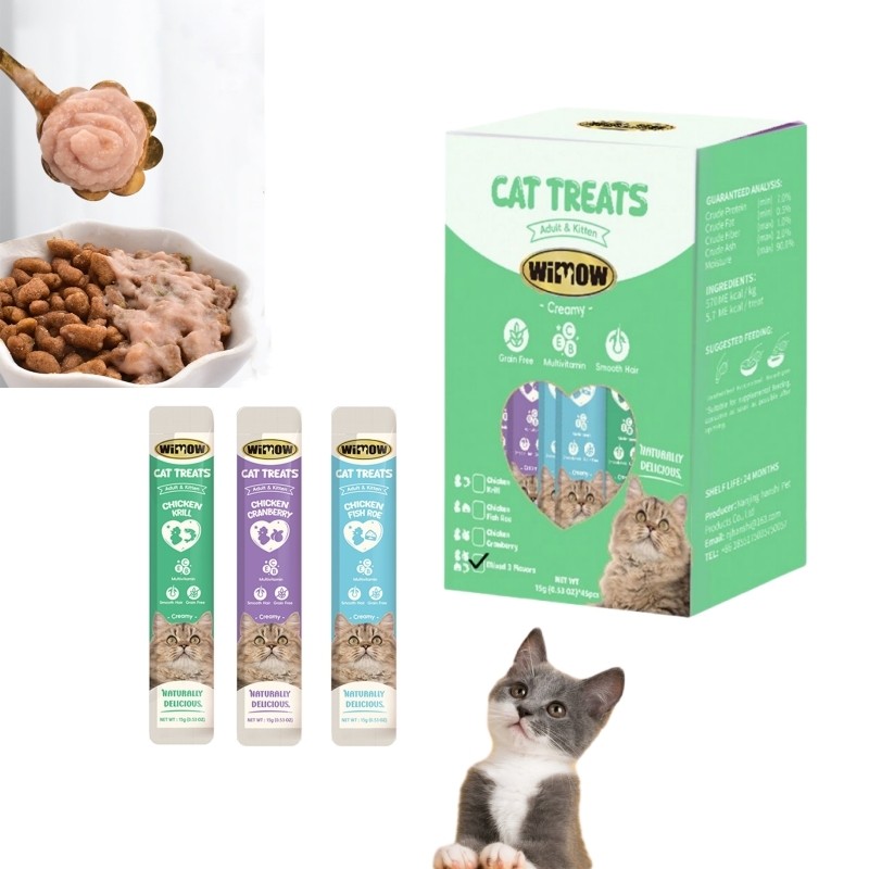 Pet Licking Food Supplier - Wholesale WIMOW Beautiful Hair Chicken Wet Pet Licking Food Cat Snacks