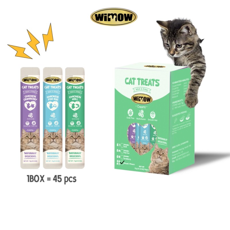 Pet Licking Food Supplier - Wholesale WIMOW Beautiful Hair Chicken Wet Pet Licking Food Cat Snacks