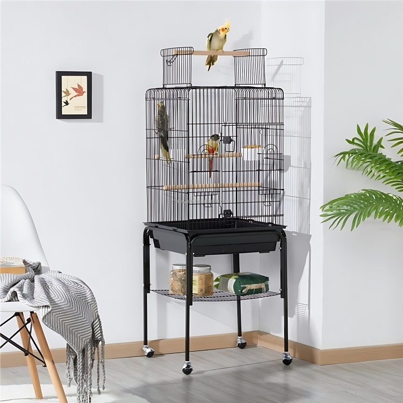 Parrot Cage Factory - Open Play Top Parrot Bird Cage Budgie Cage with Stand for Cockatiel Parakeet