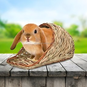Grass House Supplier - Handcrafted Grass Woven Slippers Hideaway House for Rabbits Hamsters Guinea Pigs