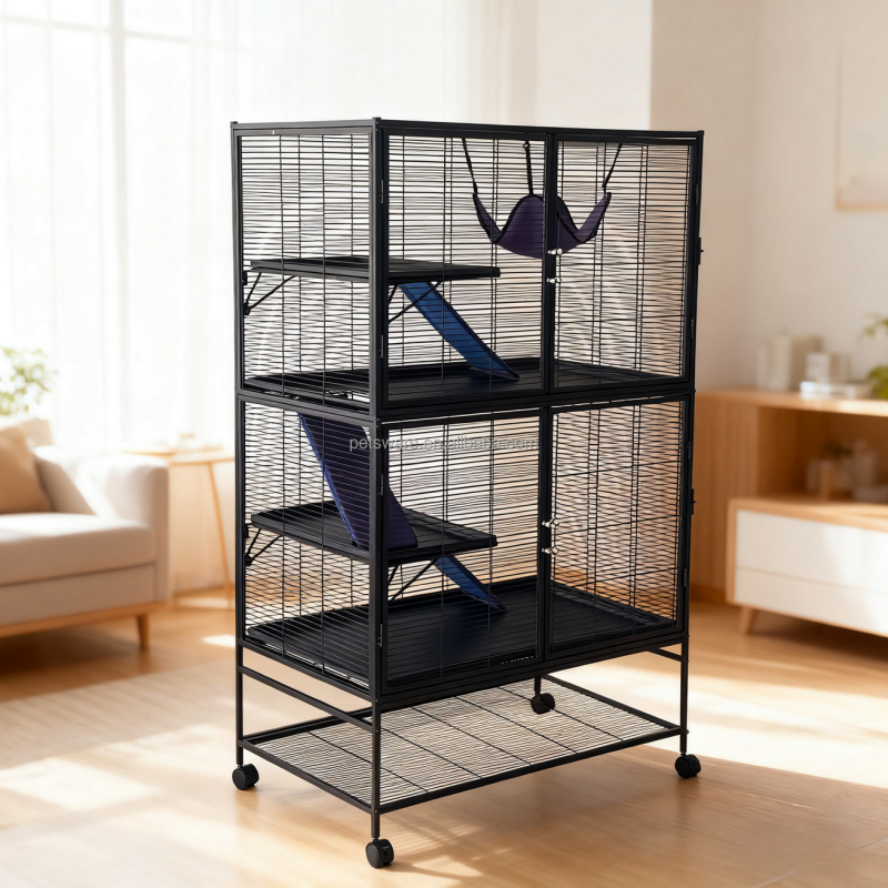 Multi-Level Cage Manufacturer - Spacious 2 Level 4-Level Deluxe Small Animal Metal Cage with Wheels