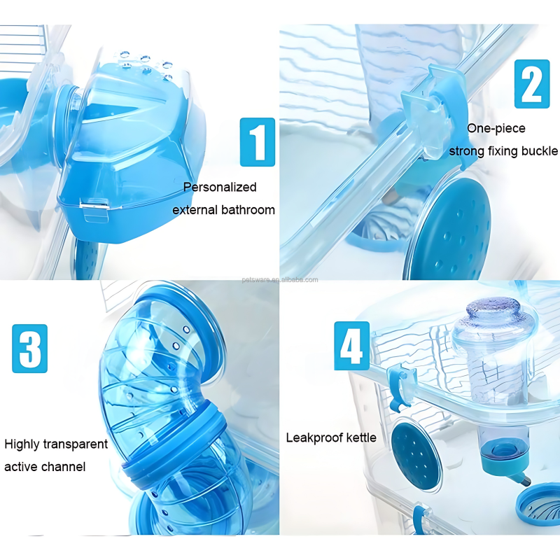 Hamster Villa Factory - Portable Hamster Cage Two-Story Three-Story Villa with External Bathroom Tunnel