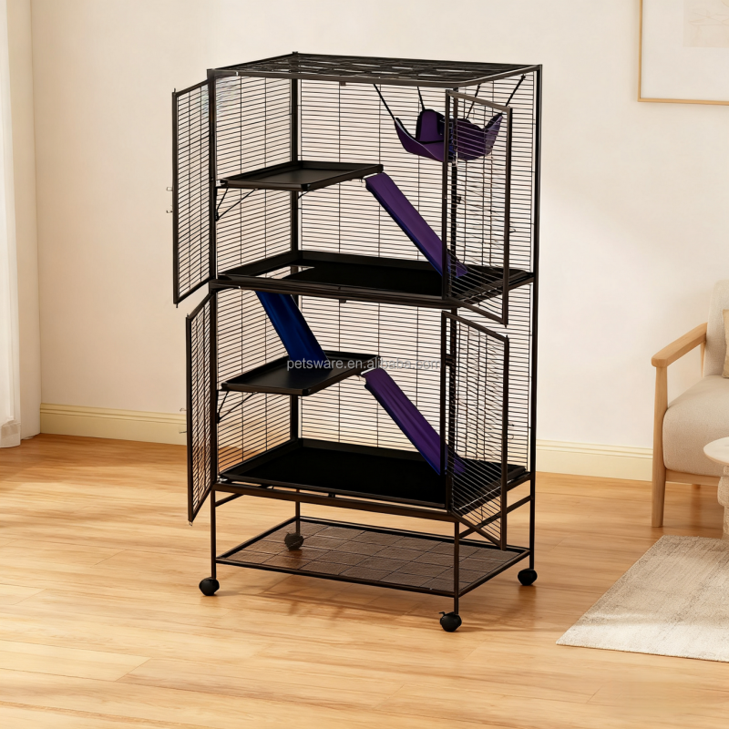 Multi-Level Cage Manufacturer - Spacious 2 Level 4-Level Deluxe Small Animal Metal Cage with Wheels