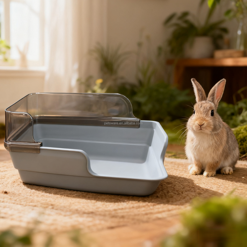 Litter Pan Manufacturer - Small Animals Litter Pan with Removable Shield High Back Anti-Splash Design