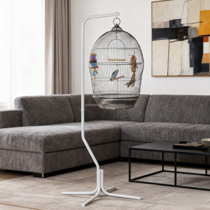 Bird Cage Supplier - Round Golden Silver Cage for Small Medium Birds with Perch Accessories Breathable