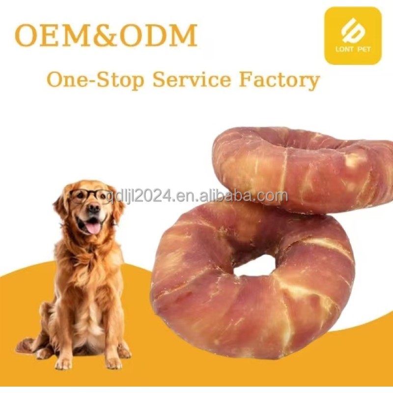 Pet Treats Factory - High Quality Organic Duck Donut Pet Treats Chicken Beef Flavored Air-Dried