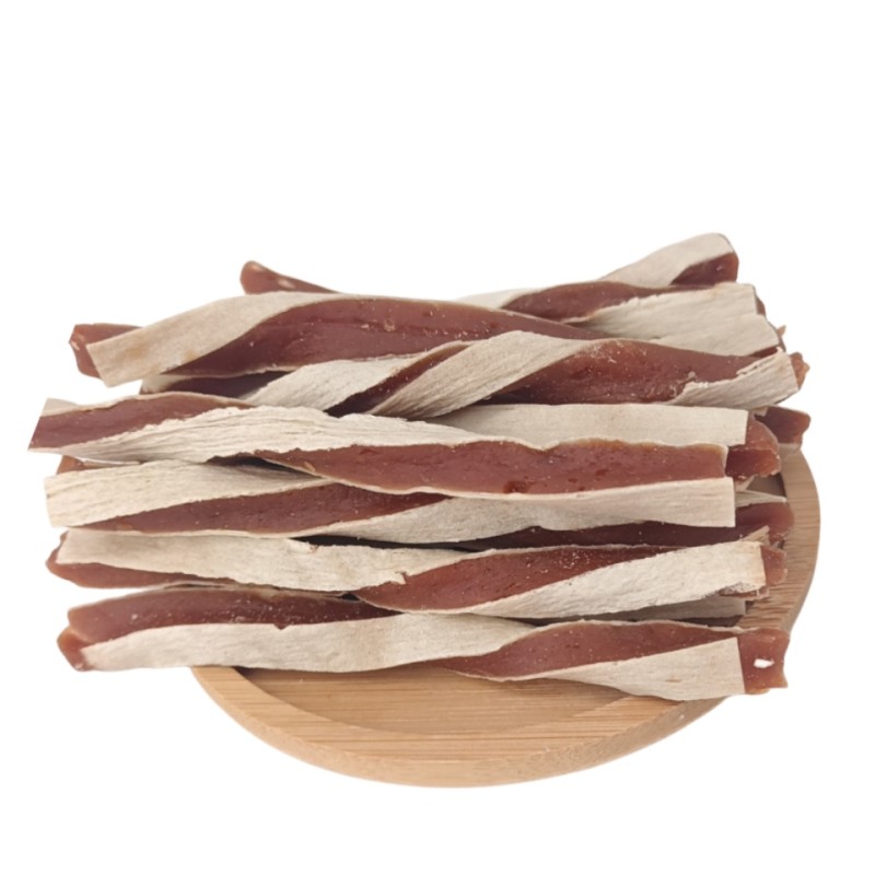 Pet Treats Manufacturer - Customizable Pet Food OEM ODM Factory High Protein Twisted Duck Sandwich