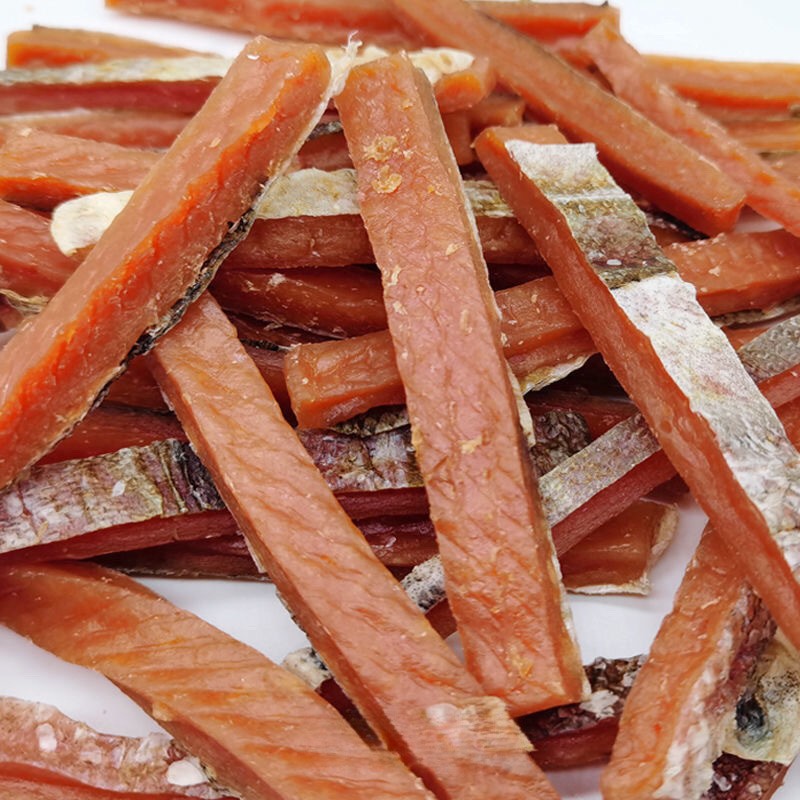 Pet Treats Factory - Customizable Organic High-Protein Salmon Strips with Skin Nutritious Dog Treats