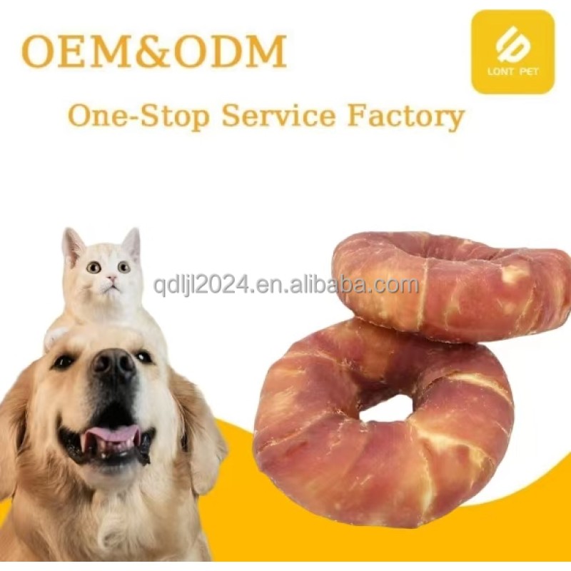 Pet Treats Factory - High Quality Organic Duck Donut Pet Treats Chicken Beef Flavored Air-Dried
