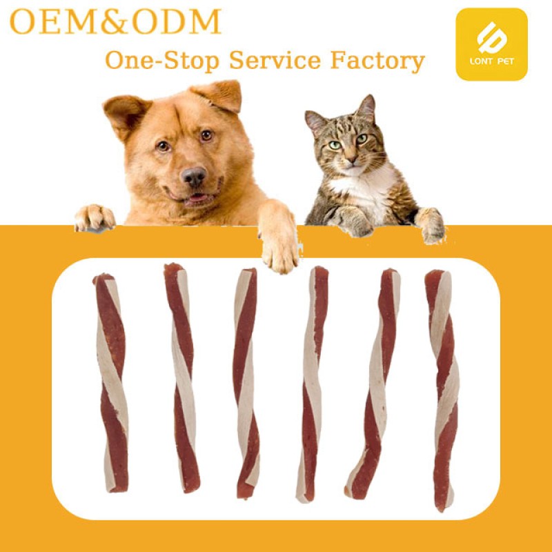 Pet Treats Manufacturer - Customizable Pet Food OEM ODM Factory High Protein Twisted Duck Sandwich
