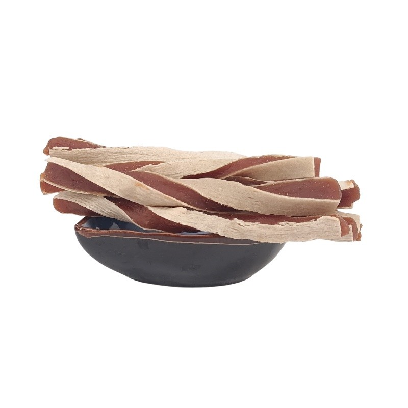 Pet Treats Manufacturer - Customizable Pet Food OEM ODM Factory High Protein Twisted Duck Sandwich