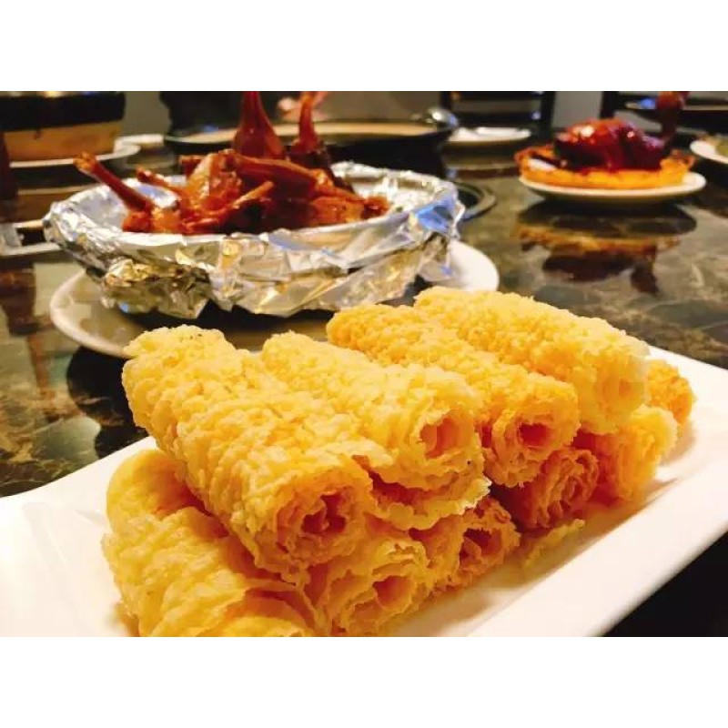 Wholesale  Haccp ISO  Cantonese Style Instant Food Golden Fried Dry Bean Curd Sheet Roll for China Food Hot Pot Restaurant