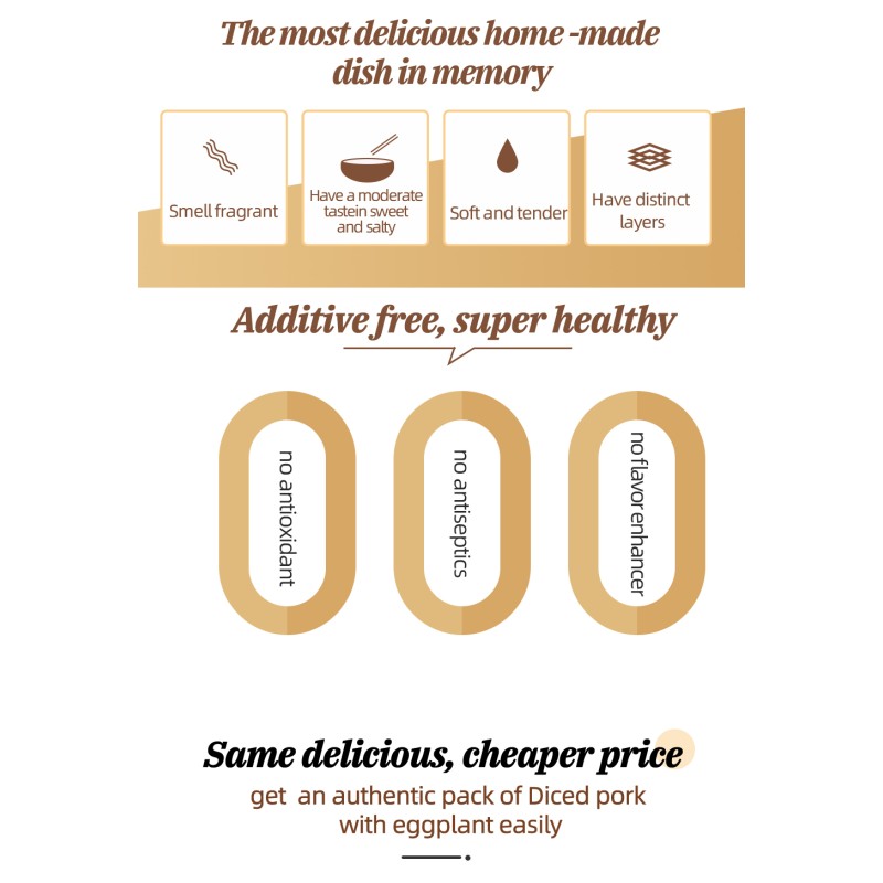 Professional Factory OEM Eggplant With Minced Pork Simple Meal Package Meat Dishes Food and Beverage Business Supermarket