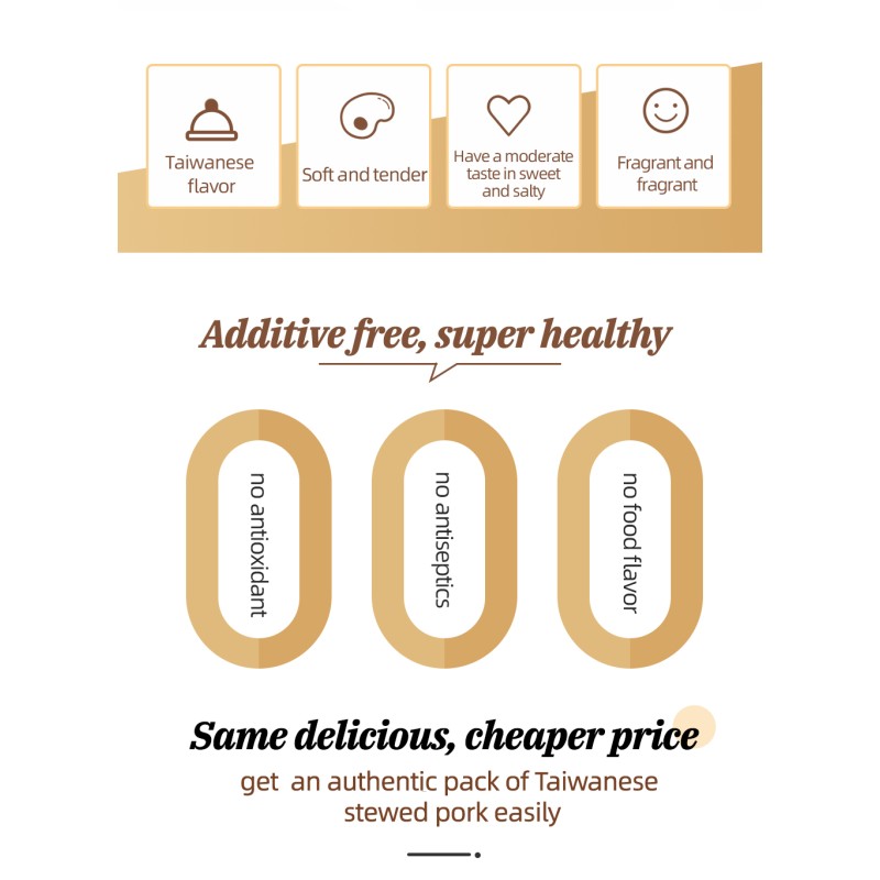 Wholesale High Quality Self Heating Chinese Traditional Ready Meals  Frozen Food Package Taiwan Style Stewed Pork 12 Months