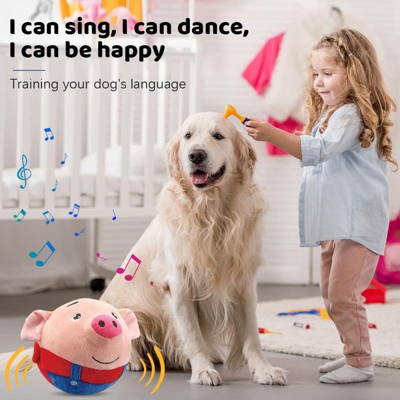 Dog Toy Manufacturer - Hot Selling Rechargeable USB Cartoon Pig Electronic Interactive Dog Toy Bouncing