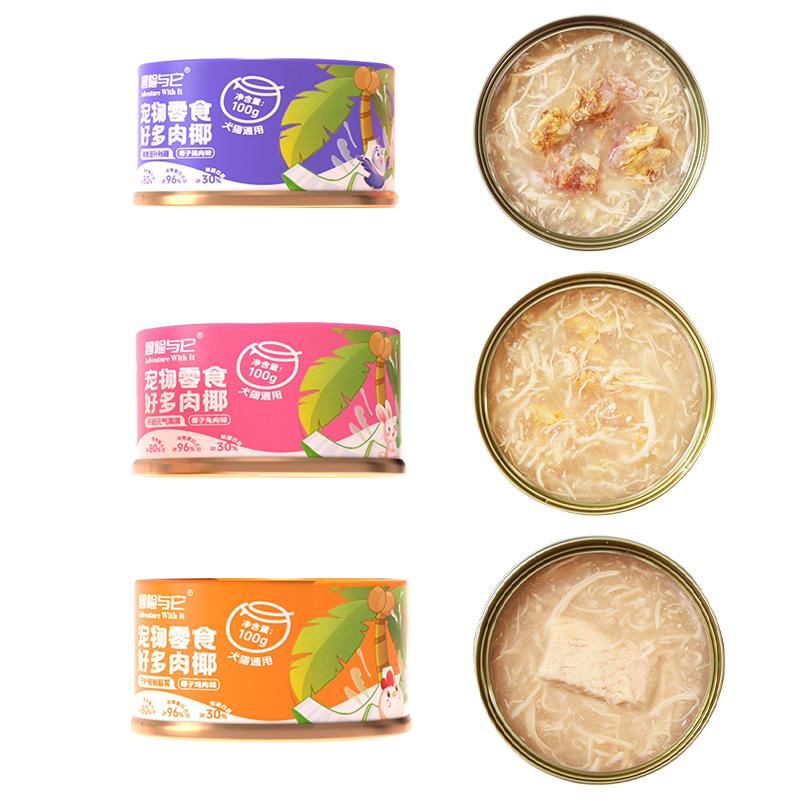 Canned Pet Food Supplier - OEM ODM Wholesale Natural 100g Canned Pet Snack Multi-Meat Coconut Soup