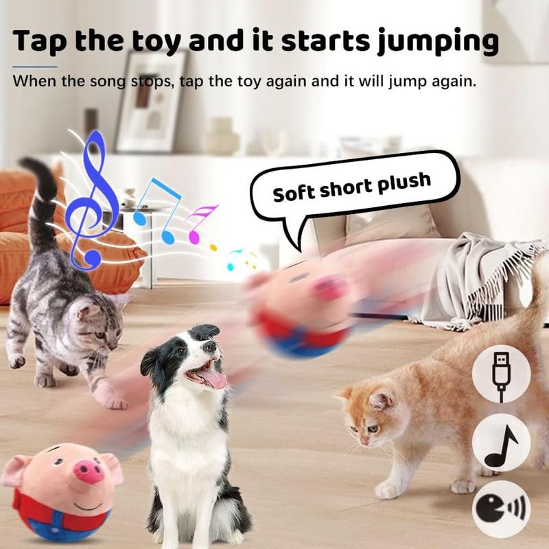 Dog Toy Manufacturer - Hot Selling Rechargeable USB Cartoon Pig Electronic Interactive Dog Toy Bouncing