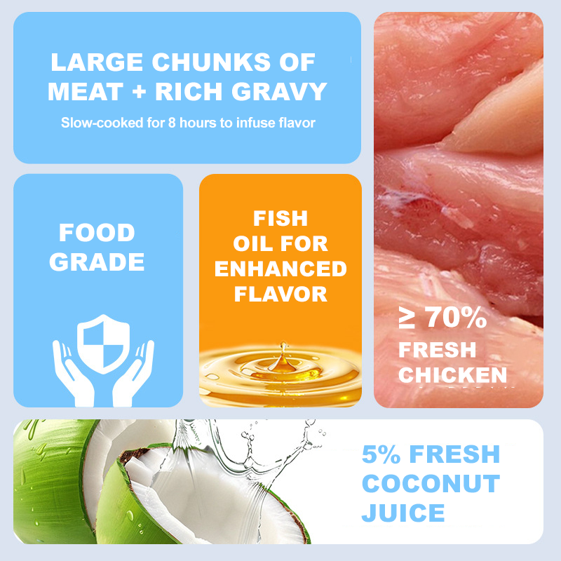 Canned Pet Food Supplier - OEM ODM Wholesale Natural 100g Canned Pet Snack Multi-Meat Coconut Soup