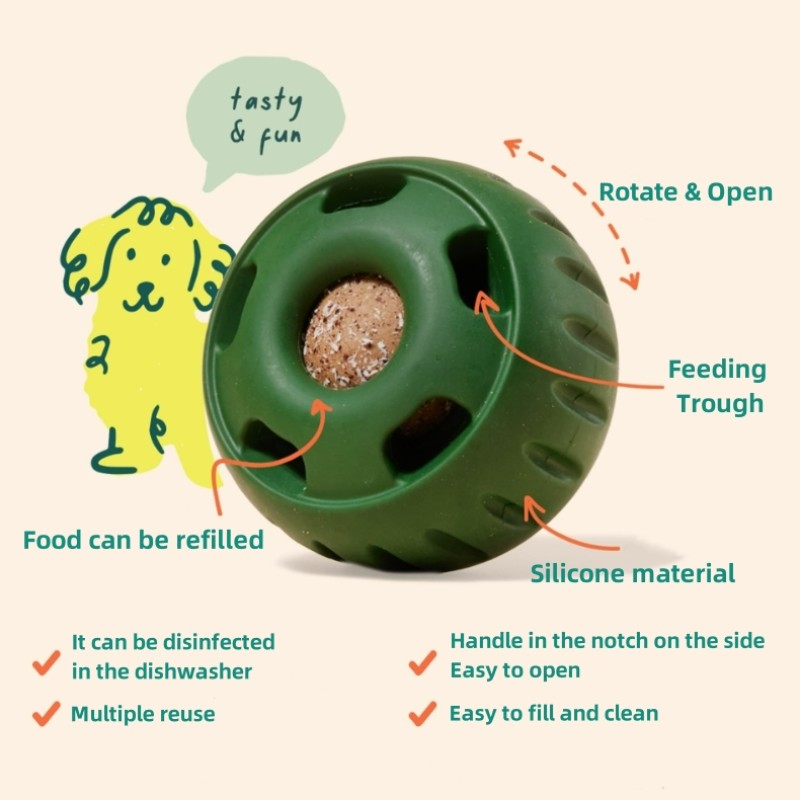 Chew Toy Supplier - Welovepet Rubber Pet Slow Licking Snack Ball Factory Custom Interactive Chew Toy