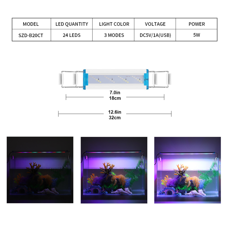 USB Aquarium Light Factory - Rectangular Six-Row Safe
