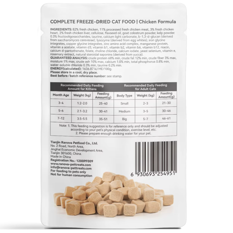 Cat Food Factory - Sample Pack Wholesale Cat Food Manufacturer Fresh Chicken Formula Freeze Dried