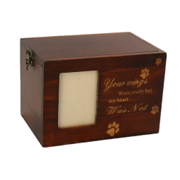 Memorial Urn Factory - Premium Solid Wood Pet Urn Bamboo Casket with Frame Cat Dog Memorial