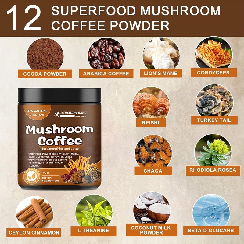 Mushroom Coffee Powder Factory - OEM Custom Energy Focus Immune