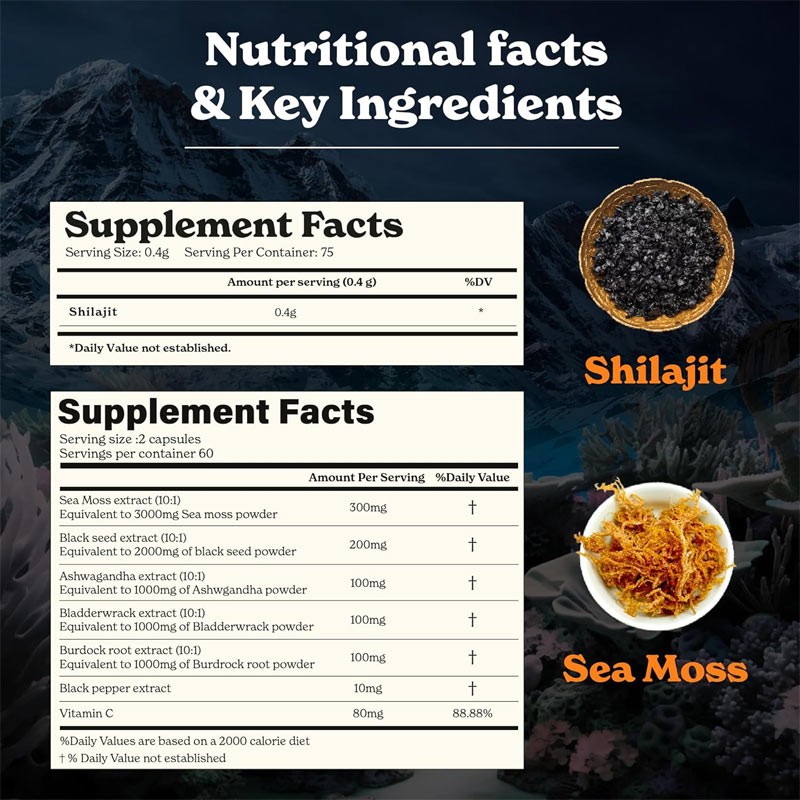 Shilajit Sea Moss Capsules Manufacturer - OEM Custom Black Seed Oil