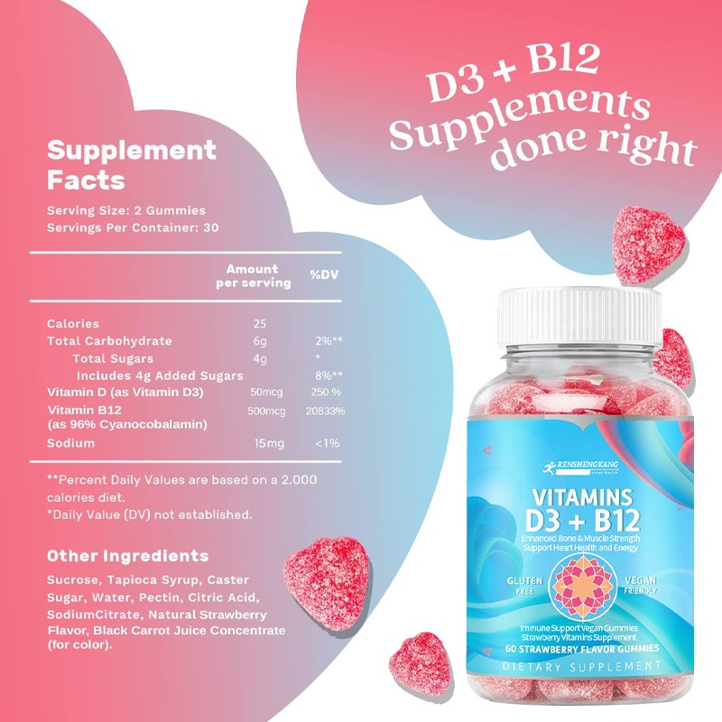 Vitamin D3 Gummies Manufacturer - OEM Custom Vegan Strawberry