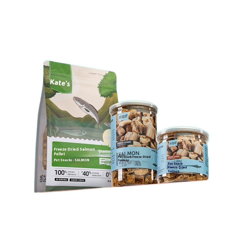 Salmon Cubes Manufacturer - Kates Pet Freeze-Dried Treats Salmon Cubes Dog Training Beautiful Fur Cheek