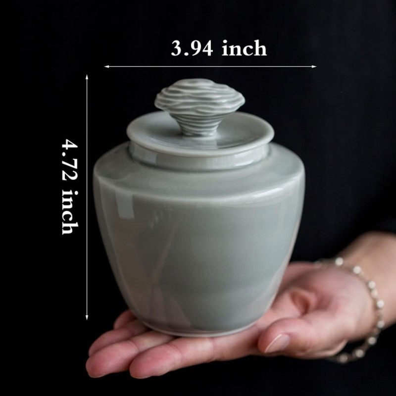 Ceramic Pet Urn Supplier - Ice Gray Waterproof Ash Holder