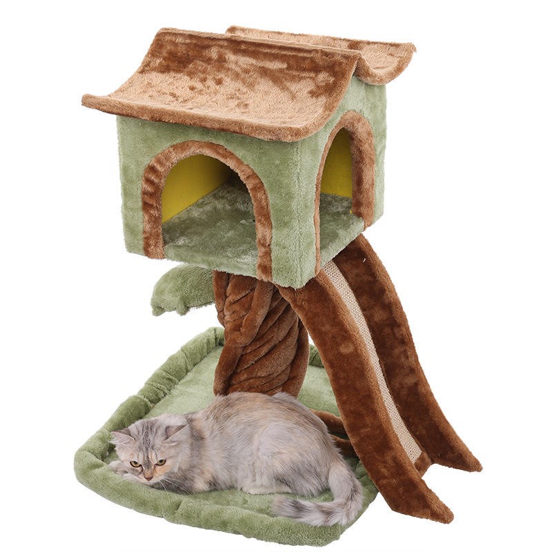 Plush Cat Trees Factory - Wooden Climbing Frame Green